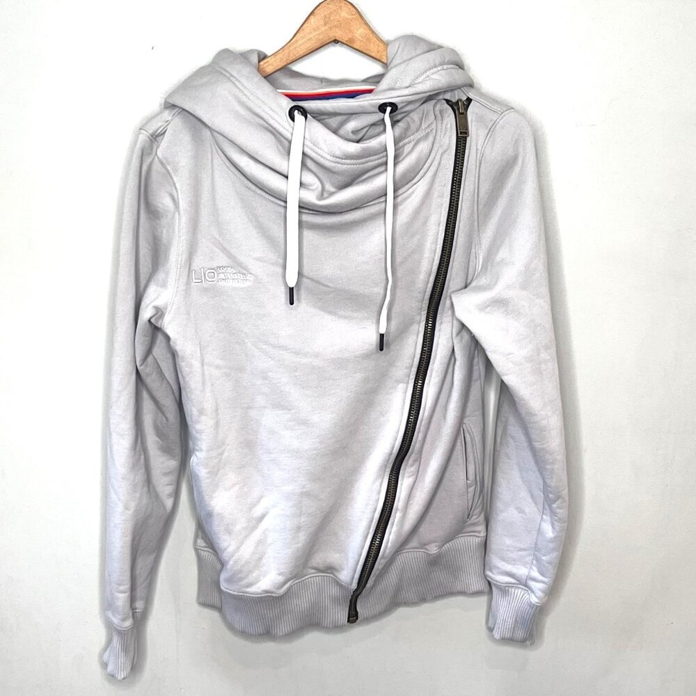 Light Gray Asymmetrical Zip Hoodie - Women